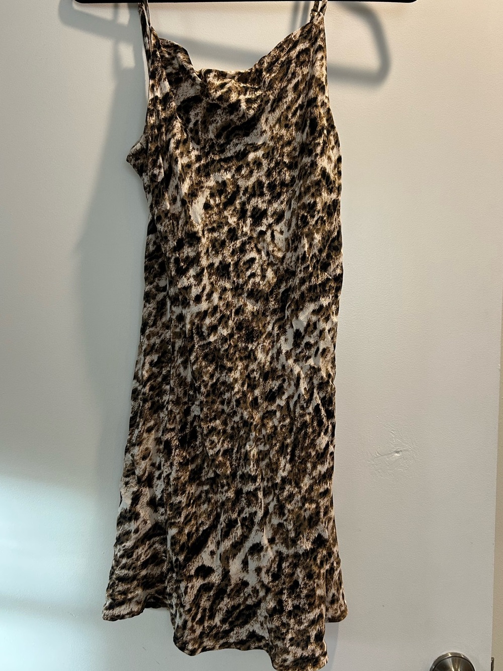 Olivaceous Leopard-Print Mini Slip Dress in Brown and Black